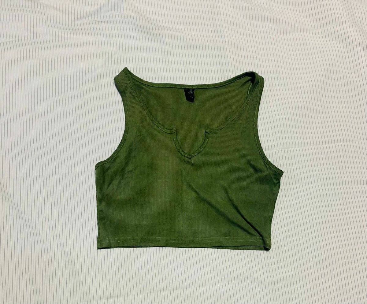 Green Sleeveless Crop Top