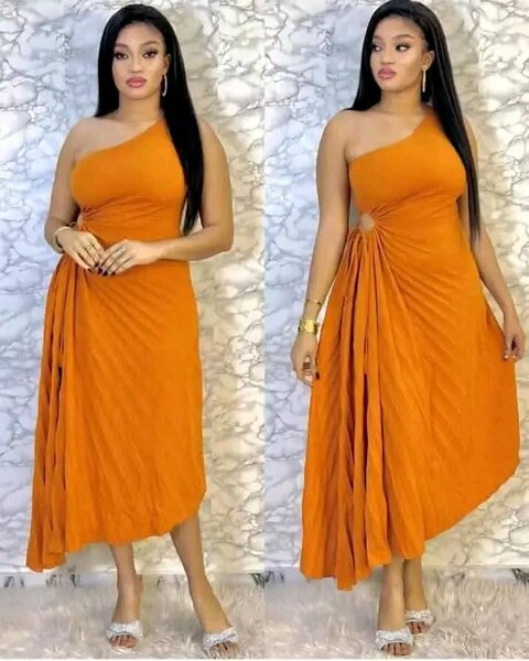 Robe asymétrique orange élégante