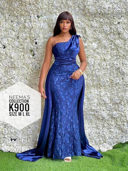Women's long evening dress in blue