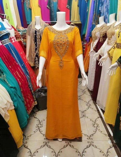 Robe Caftan Jaune Élégant