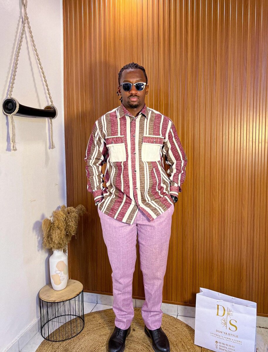 Chemise à motif rayé pour homme