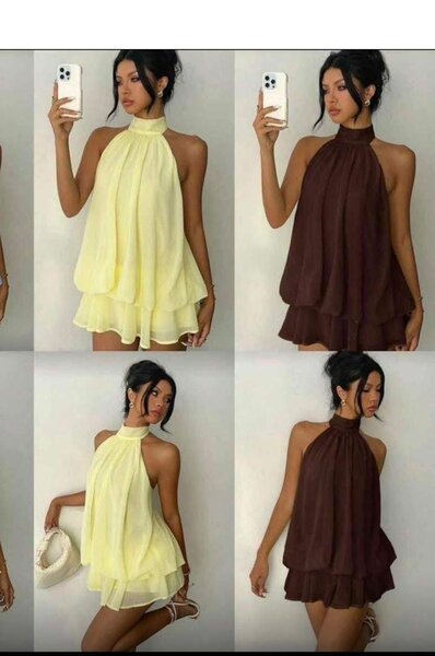 Robe courte en voile dégradé