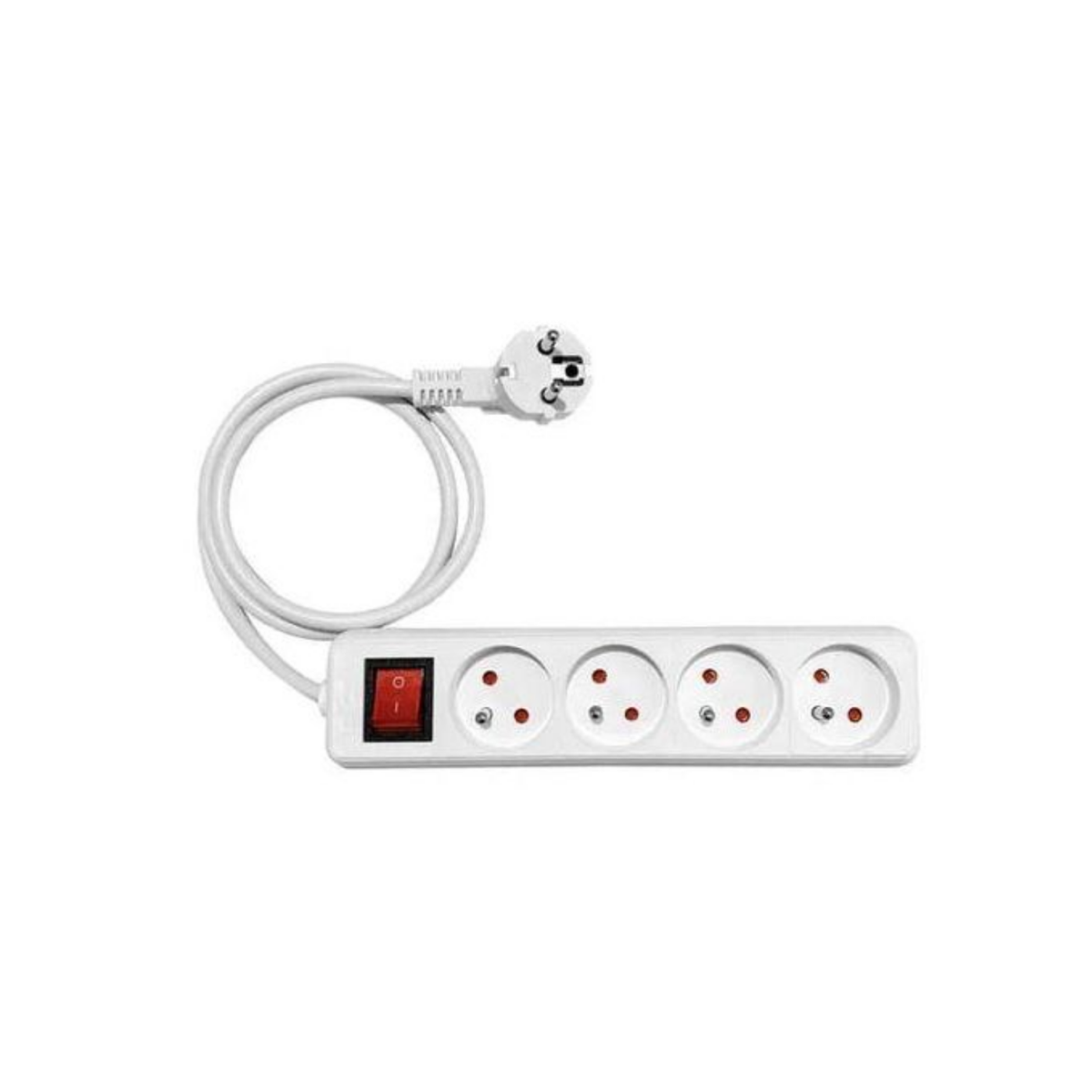 Rallonge Multiprise Filaire / Rallonge 4 Prises Avec Interrupteur - Certifiée NF – Blanc