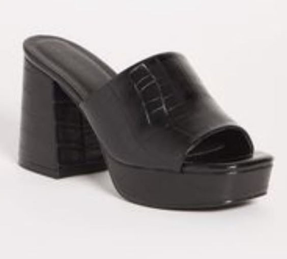 Black platform mules