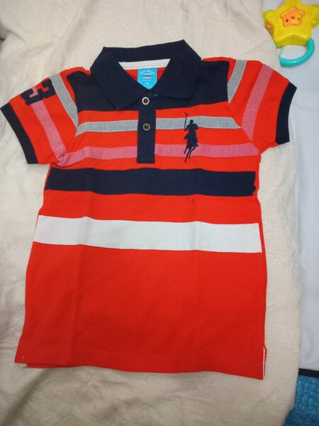 Polo rayé garçon rouge