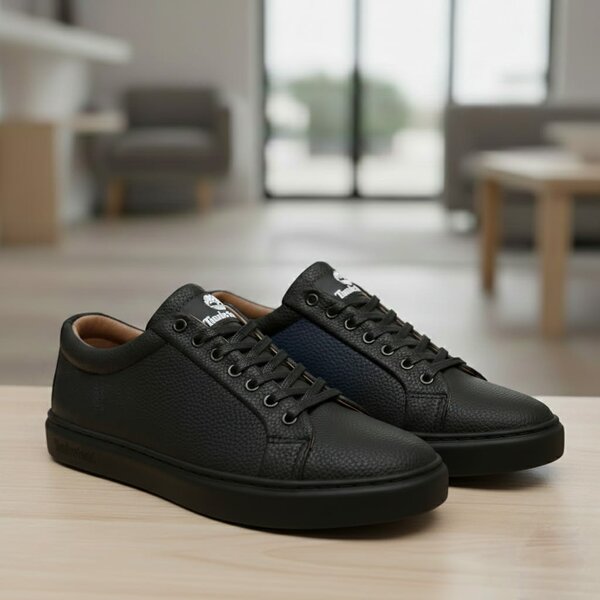 Chaussures basses en cuir noir pour hommes