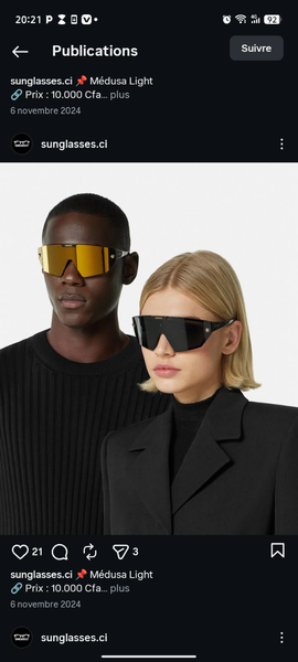 Lunettes de soleil futuristes