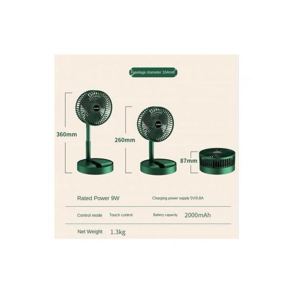 Ventilateur Télescopique Pliant Rechargeable