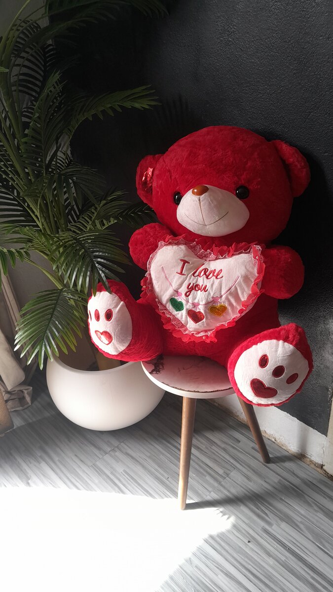Ours en peluche rouge 65cm