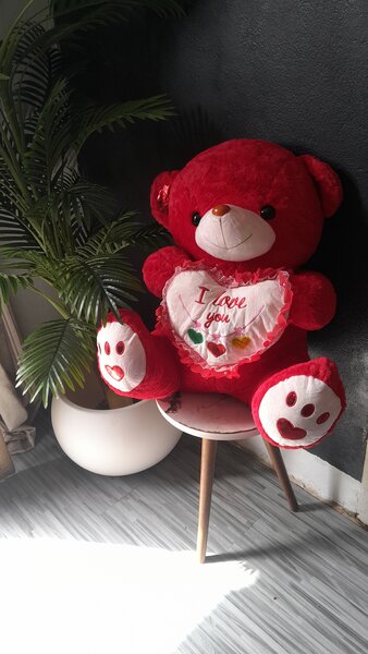 Ours en peluche rouge 65cm
