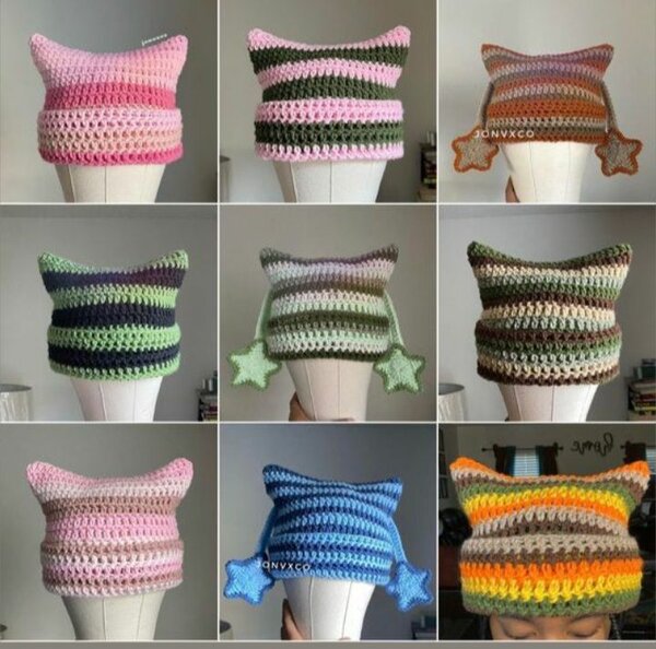 Bonnet tricoté oreilles chat