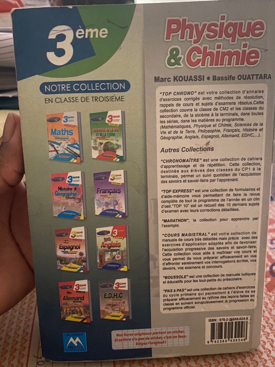 Livre Physique et Chimie 3ème