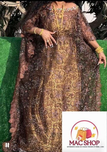 Robe Caftan Dentelle Élégante