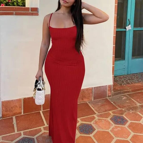 Women's summer dress, tight-fitting, on the straps