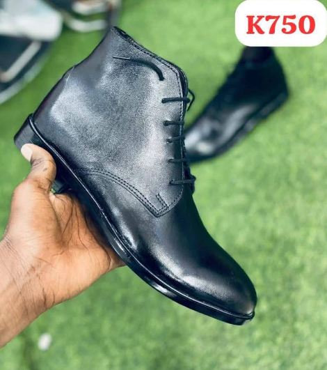 black leather lace-up boots