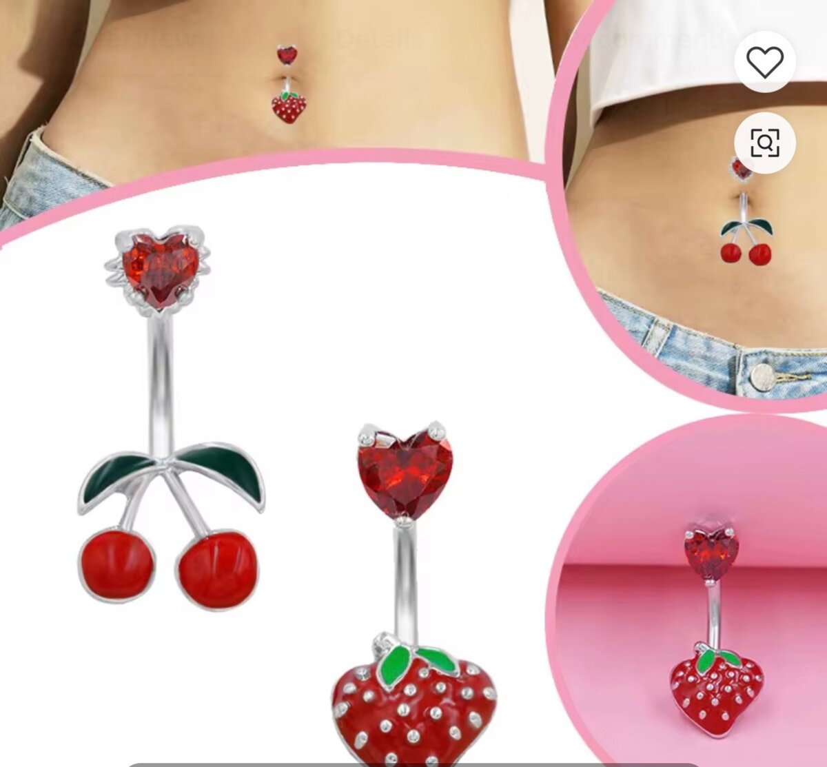 Cherry & Strawberry belly ring