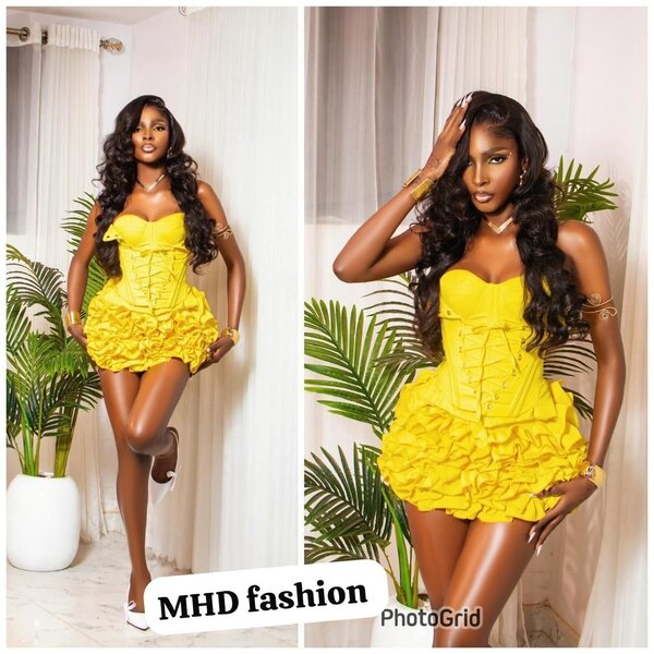 Robe bustier volantée