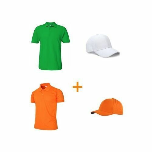 2 Polo + 2 Casquettes- Orange / Vert