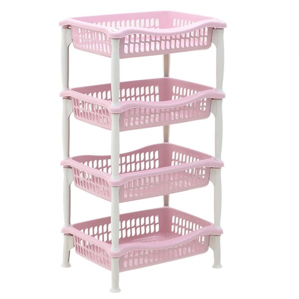 4 Layer Plastic Pink Storage Rack Organizer