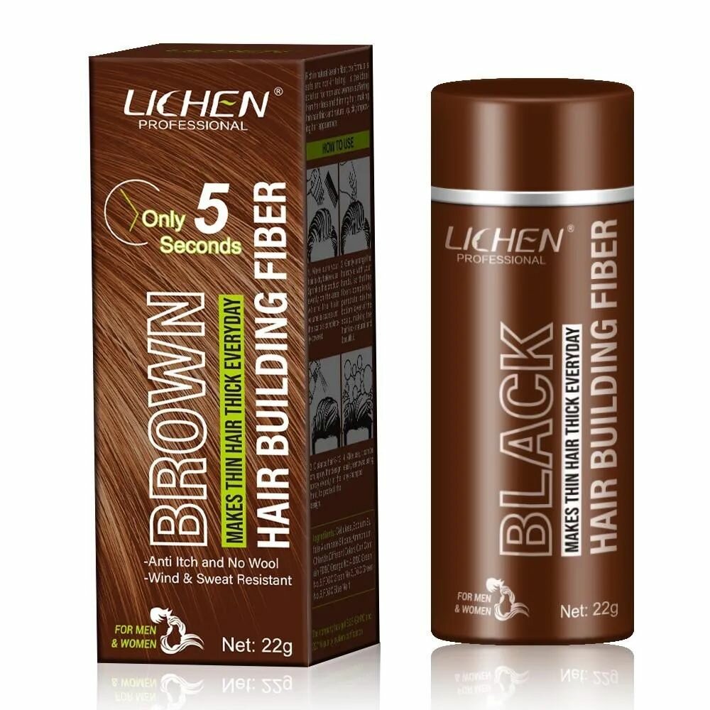 Lichen Hair Building Fibers Brown|Fill In Fine or Thinning