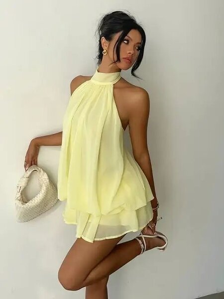 Robe d'été en chiffon jaune