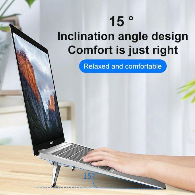 Metal Foldable Adjustable Stand Holder For Laptop - Silver