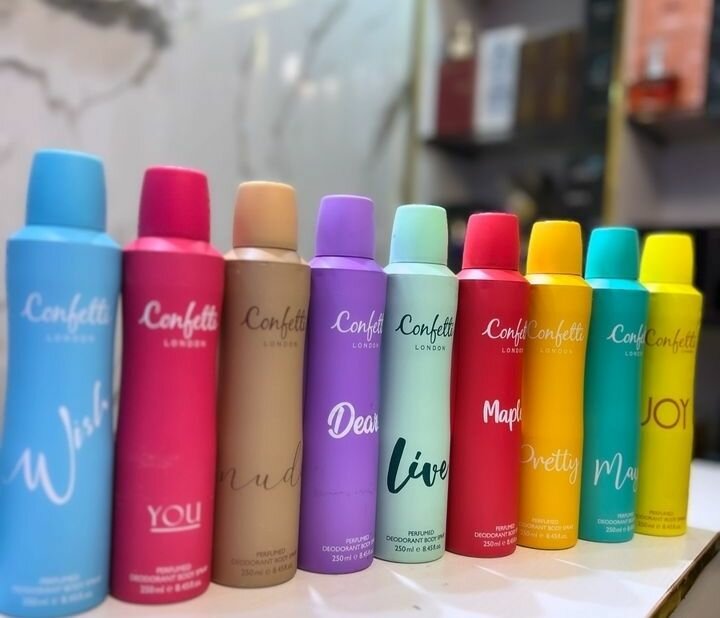 Confetti body sprays