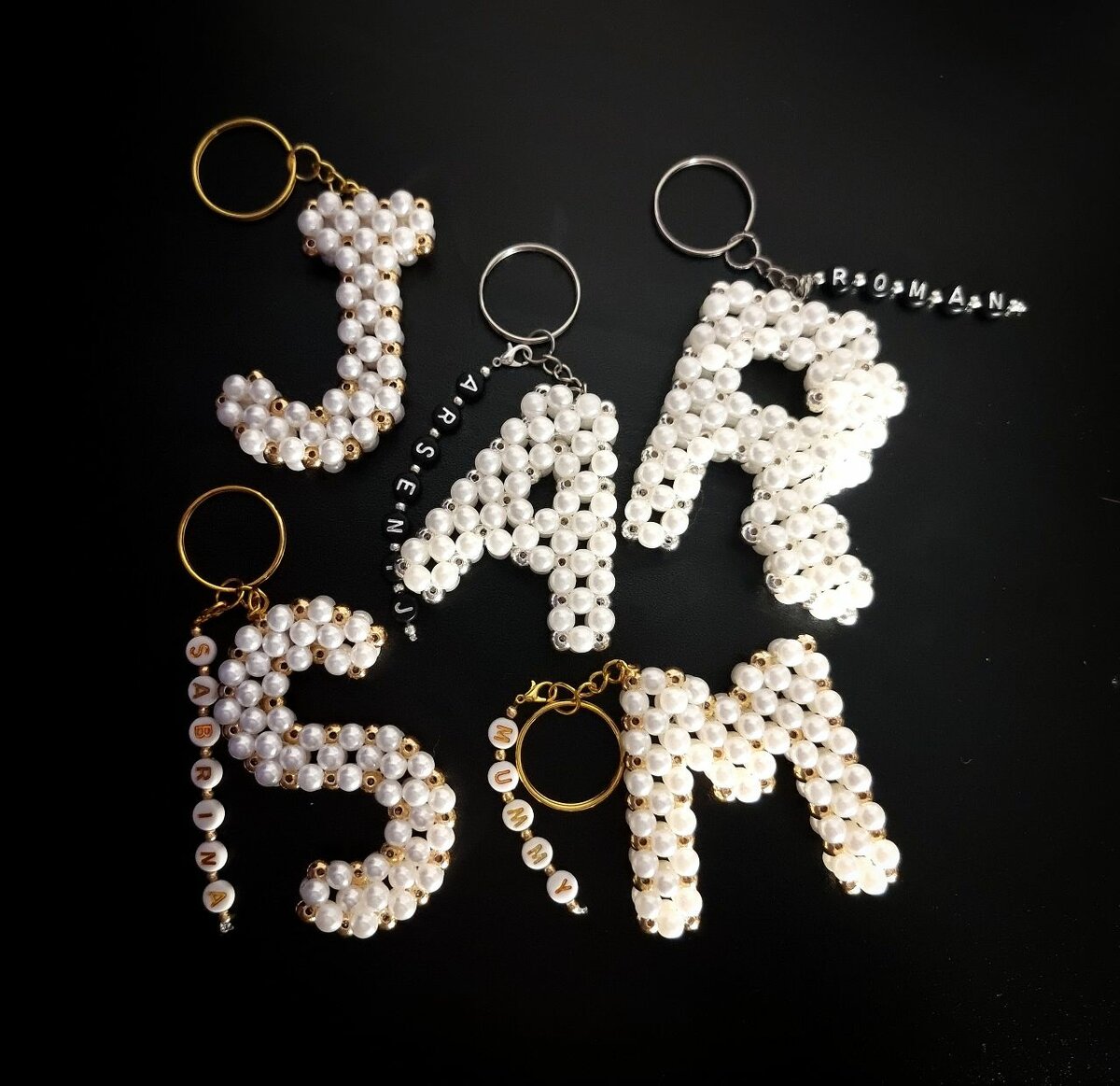 Pearls Alphabet Keychain