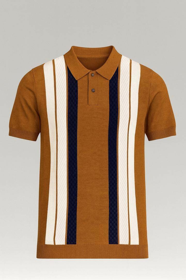 Polo tricot rayé élégant homme