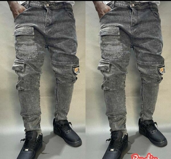Jeans cargo gris tendance