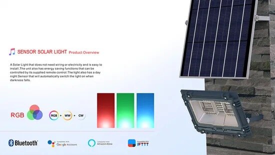 Projecteur LED Solaire RGB Extérieur