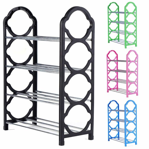 4 shelves shoe rack plastic body with steel rods