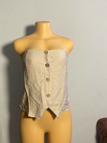 Top bustier beige boutonné