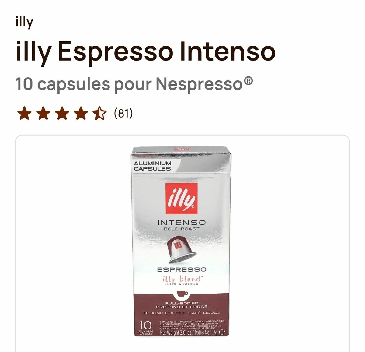 Capsules de café Illy Intenso