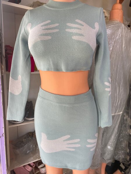 Ensemble chic imprimé main