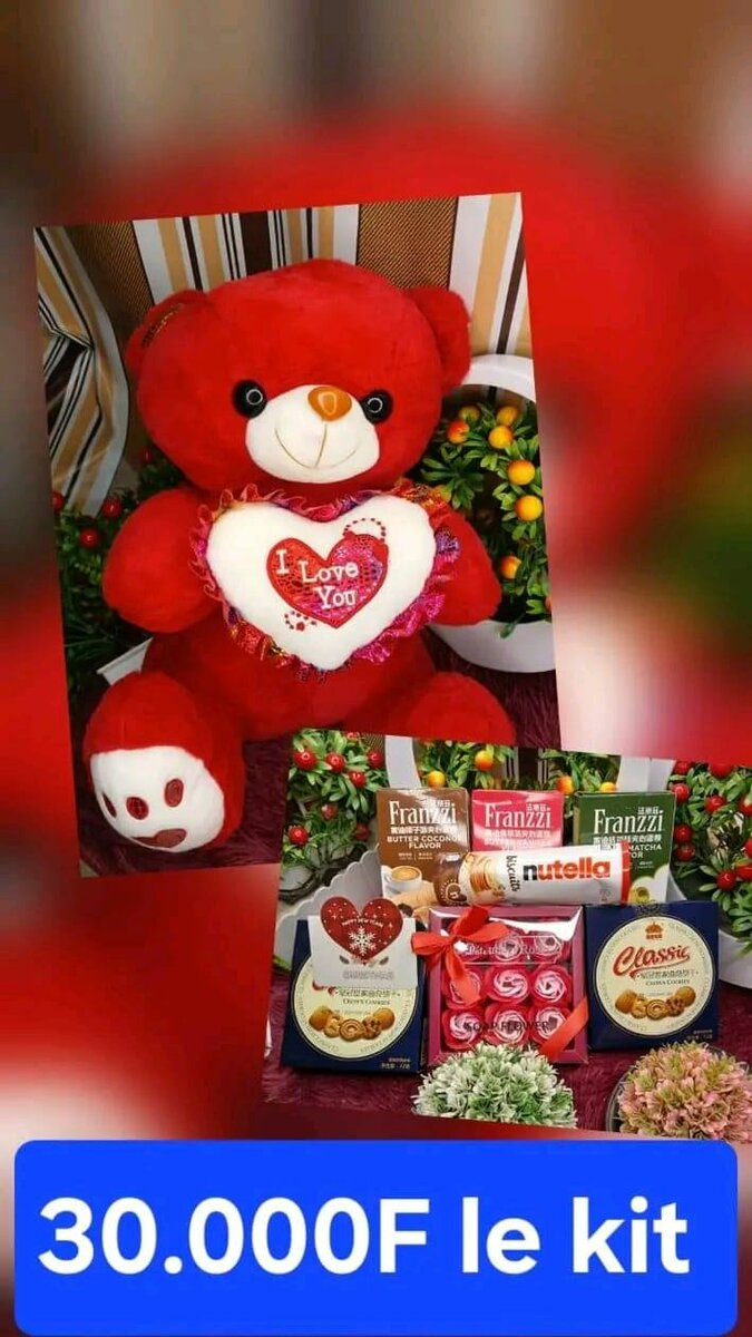 Cadeau ours en peluche et friandises