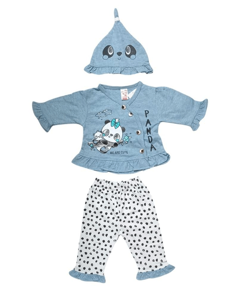 New Born baby girl 3 pcs cotton blended pajama shirt Set