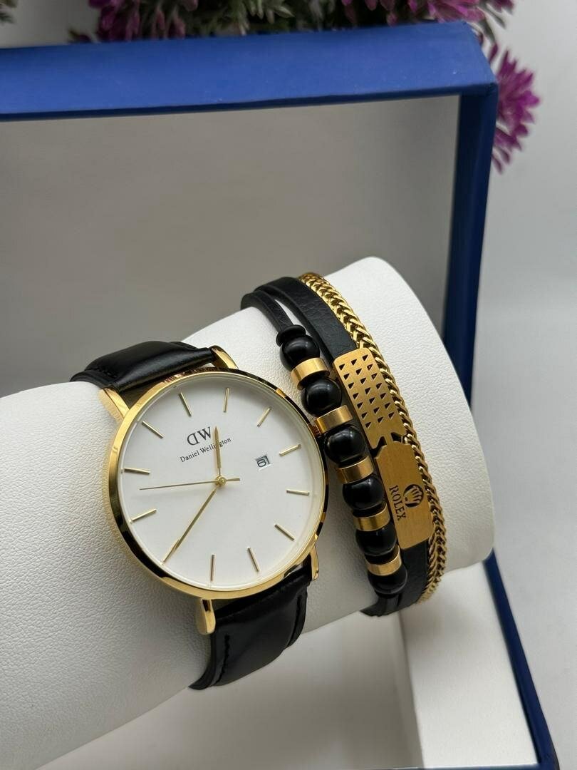 Leather watches and bracelet sets