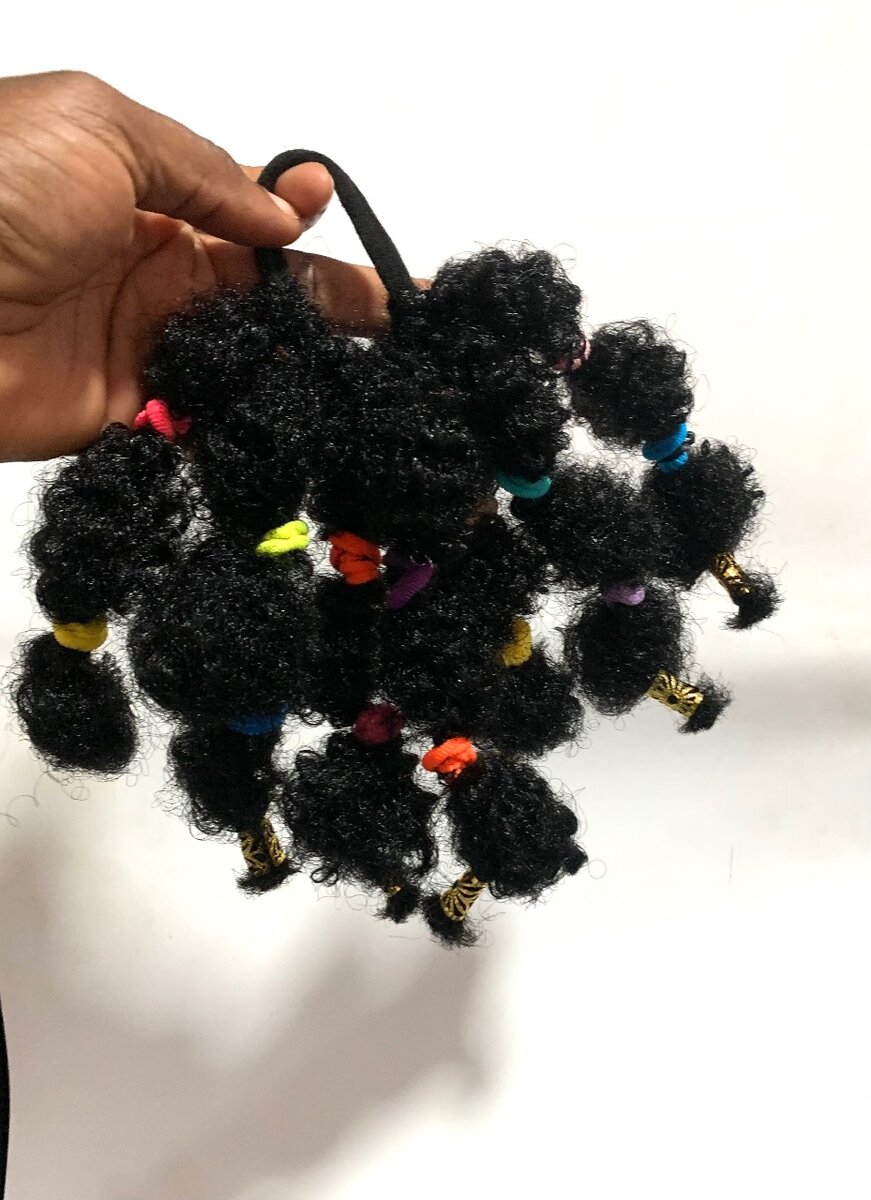 Kids detachable kinky hair pon