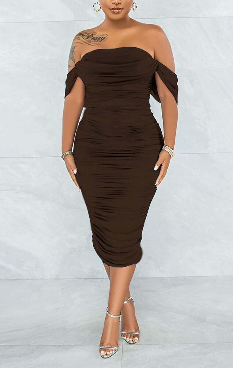 Robe mi-longue marron