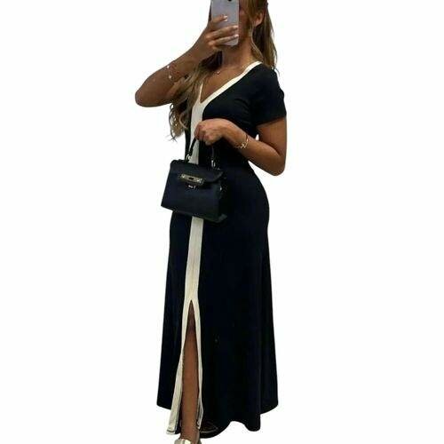 Robe Noire Élégante Fendue