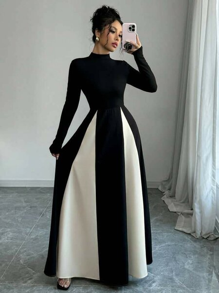 Robe élégante à contraste