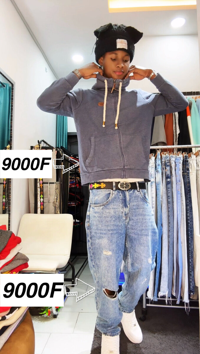 Jean décontracté déchiré +pull