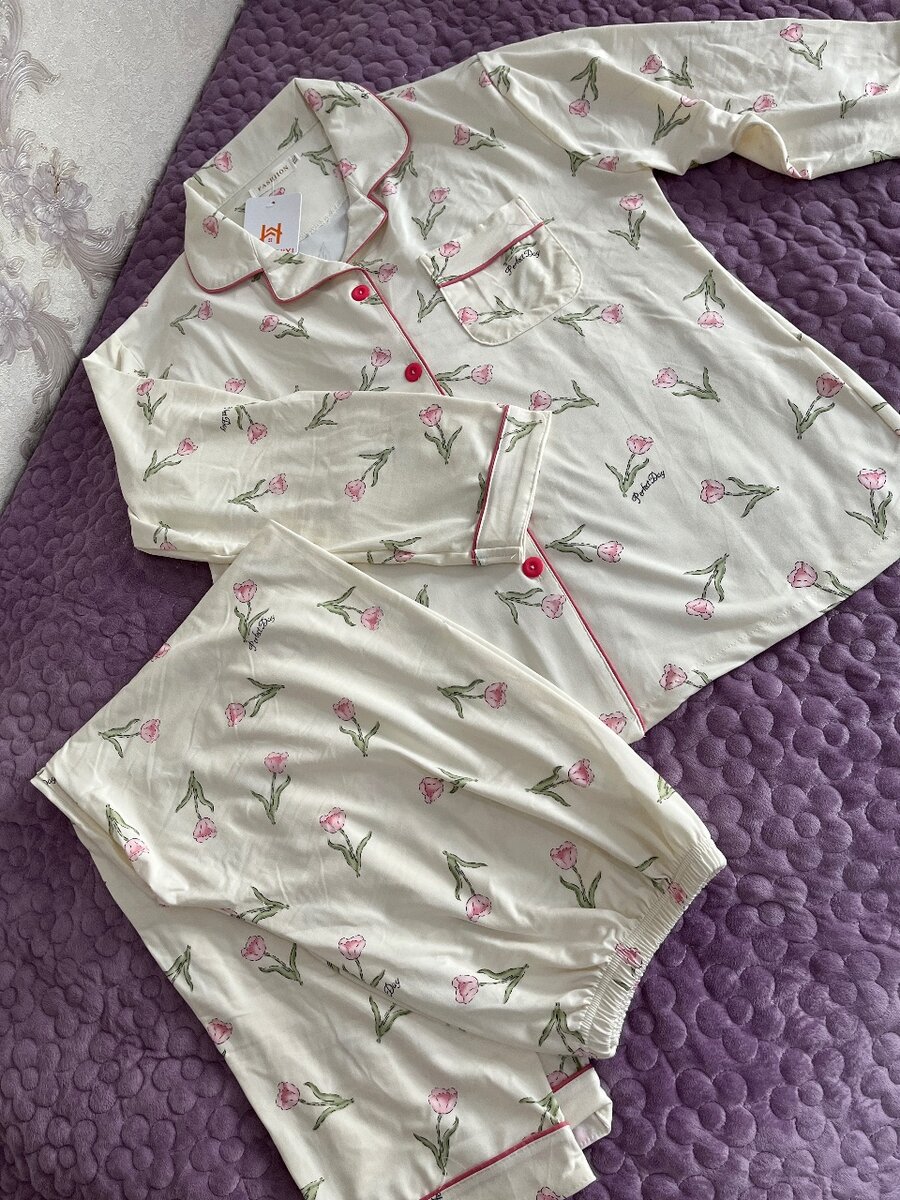 Пижама двойка, штаны и кофточка, приятная ткань, размер XXL