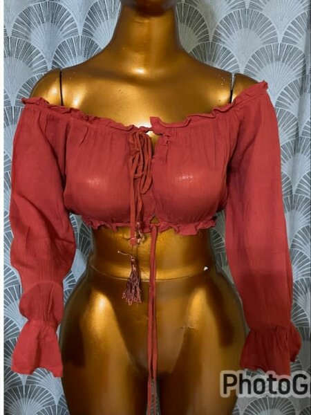 Blouse bohème rouge femme