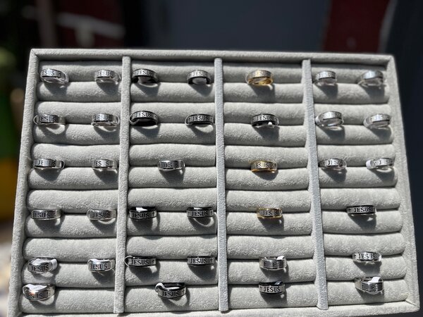 Bague "JESUS" acier inoxydable