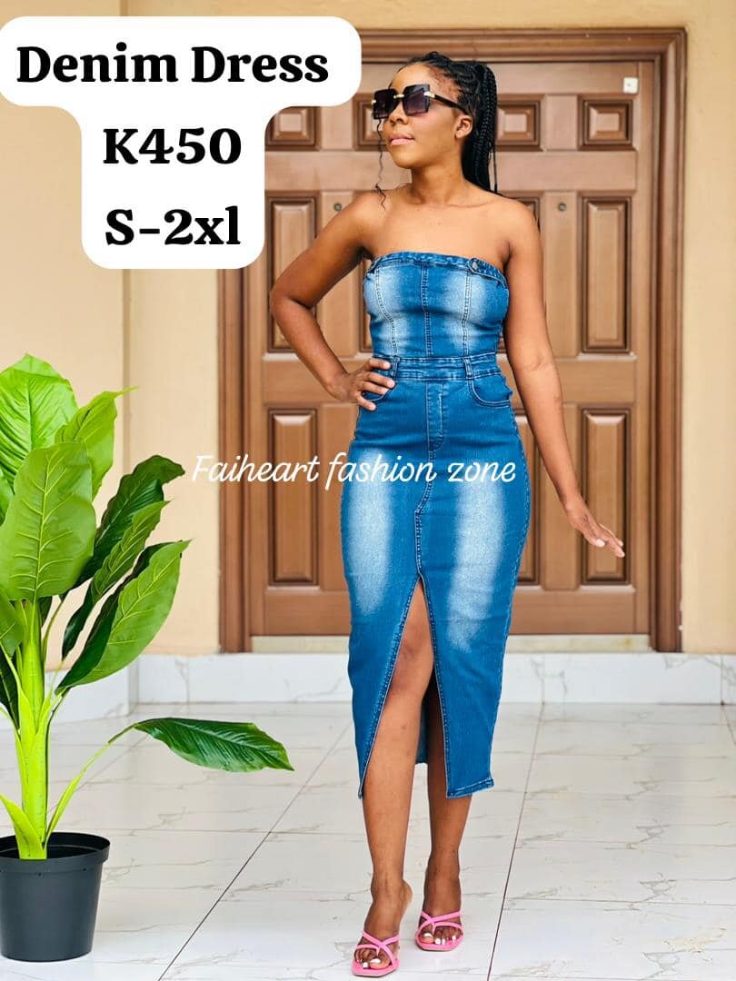 Women's Denim Off-the-Shoulder Dress S-2xl