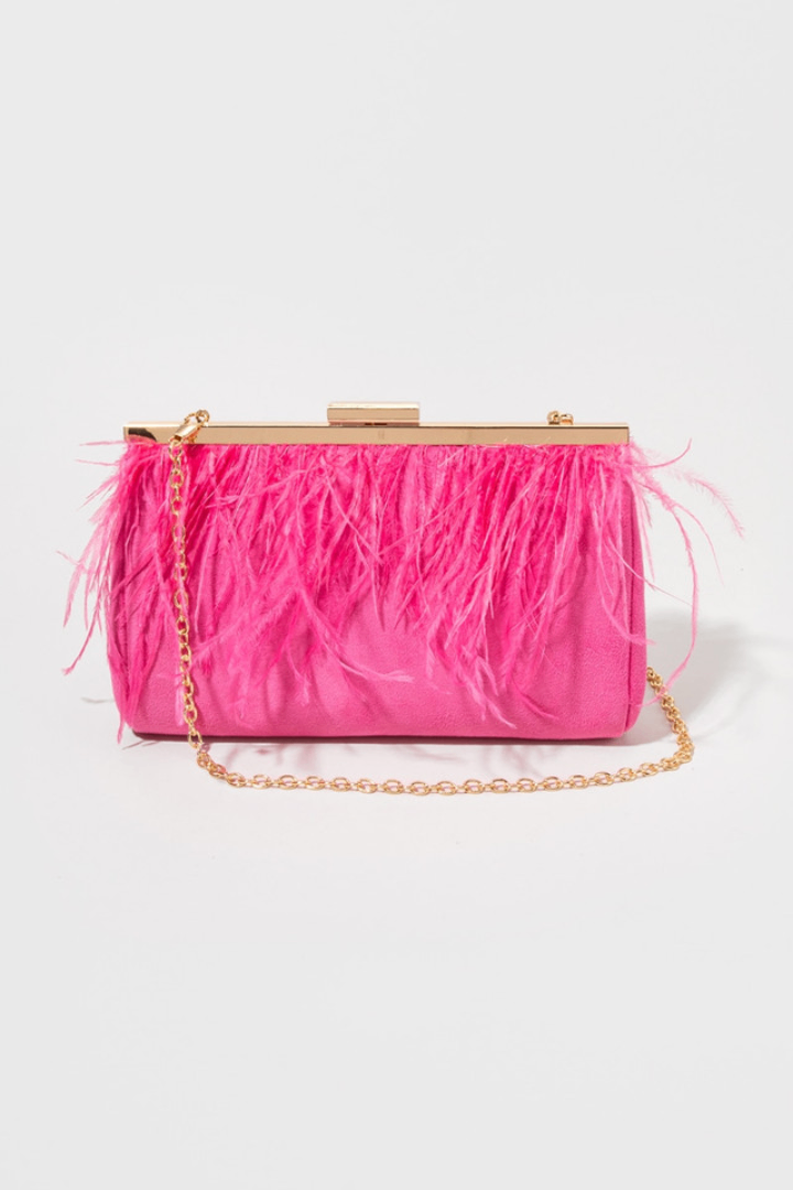 RENNI FEATHER TRIM FRAM CLUTCH