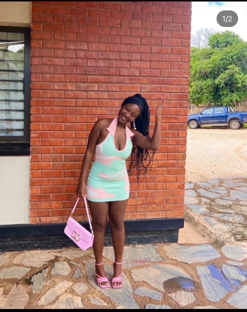 Pink and Mint Halter Mini Dress