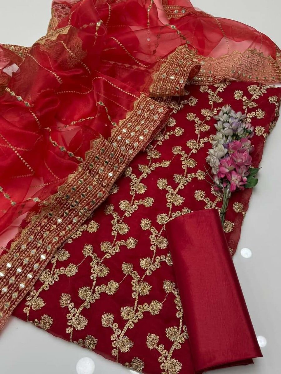 New Eid collection 3 pc .organza,silk, chiffon dc free